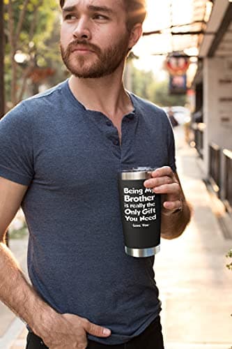 NewEleven Gift For Brother From Sister, Bro - Best Birthday Gift For Big, Little Brother, Siblings, Brothers In Law - Funny Gag Gifts For Men - 20 Oz Tumbler