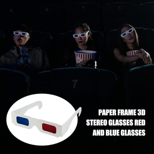 3D Paper Glasses for Movies and TV - Blue and Red Anaglyph Cardboard Glasses for Films