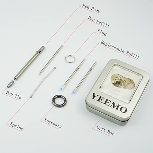 Mini Pen,Non-Toxic Titanium EDC Pen with Keychain, Compact and Stylish Small Pen(Only 82mm in Length and Comes with 2 Refill Cartridges)