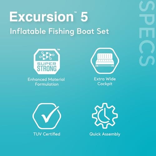 Intex Excursion 5 Person Inflatable Outdoor Fishing Raft Boat Set with 2 Aluminum Oars and Air Pump with a Intex Composite Motor Mount Kit