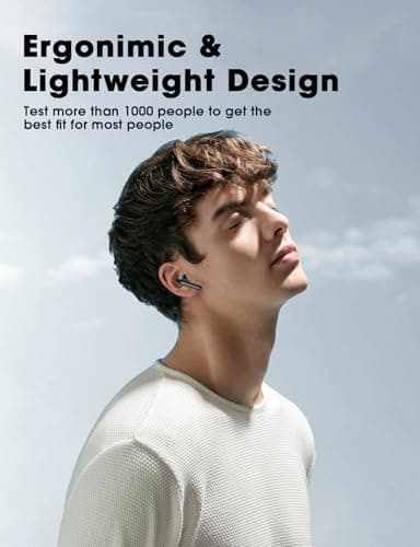 wyness Wireless Earbuds Bluetooth 5.3 Ear Buds, Hi-Fi Stereo Bass Ear Buds with 48H Playtime & LED Display, Lightweight in-Ear Headphones with Mic, IPX7 Waterproof, Touch Control for iPhone Black