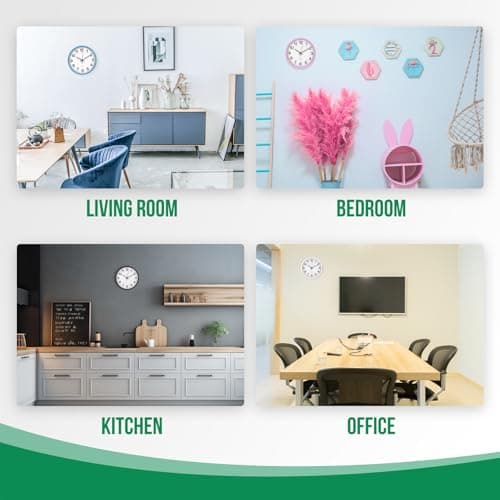 Wall Clock Non-Ticking Silent Quartz Movement Decor Clock Modern Simple Style Round Plastic Wall Clocks for Home/Office/School/Living Room/Bedroom/Kitchen (Blue, 12 Inch)