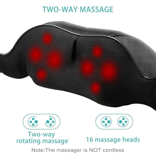 AERLANG Shiatsu Back and Neck Massager, Back Massager Deep Tissue Kneading Neck and Shoulder Massage with Heat, Electric Massage Pillow Fathers Day Gift Ideas from Daughter Son(NOT Cordless)