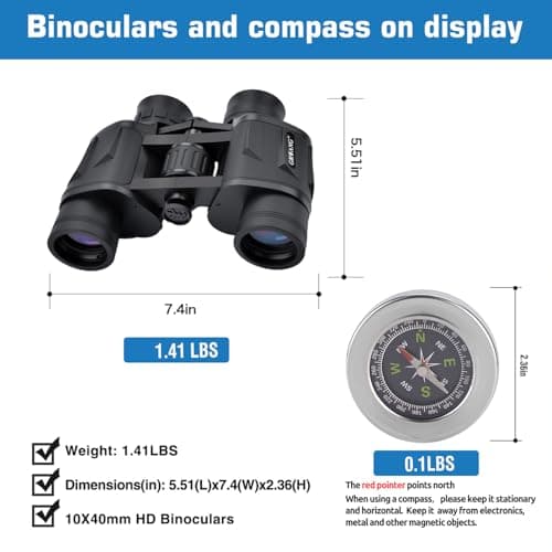 10x40 Professional HD Binoculars for Adults & Youth,Shock Proof Binocular with BAK4 FMC Lens, Large View & Waterproof Binoculars Perfect for Bird Watching,Hunting,Camping,Travel,Sports,Black