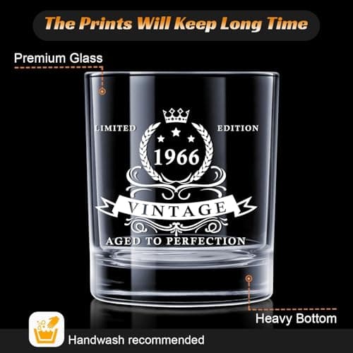 LIGHTEN LIFE 80th Birthday Gifts for Men 12 oz,1945 Whiskey Glass in Valued Wooden Box,Birthday Bourbon Glass for 80 Years Old Dad,Husband,Friend,80th Bday Gift Ideas