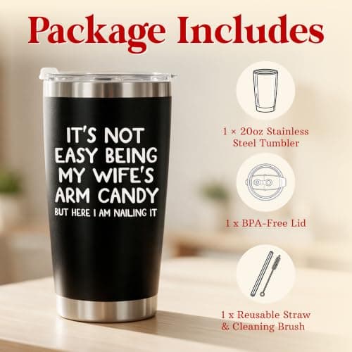 Gifts for Husband Christmas, Anniversary Birthday Gifts for Him Husband, Mens Gift Ideas, Stainless Steel, Lid Included Christmas Birthday Gift for Husband from Wife, 20 oz Tumbler for Men B0DPG6PKK7
