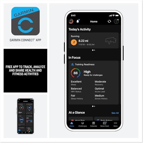 Garmin Forerunner® 970, Premium GPS Running and Triathlon Smartwatch, AMOLED Display, Built-in LED Flashlight, Carbon Gray DLC Titanium with Black Case and Black/Translucent Whitestone Band