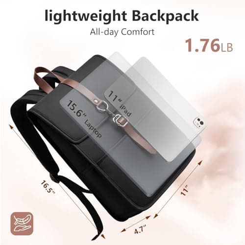 HEROIC KNIGHT Laptop Backpack for Men Women, Slim Work Travel Backpack with USB Charging Port, Lightweight Computer College Backpack Bag, Vintage Commuter Casual Daypack Fits 15.6 Inch Laptop,Black