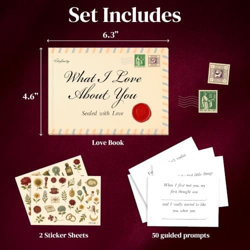 Fill in the Blank Book for Boyfriend Girlfriend, Personalized Anniversary, Christmas and Birthday Gifts for Men Women What I Love About You Book for Couples - Valentines Day Gifts for Him, Her