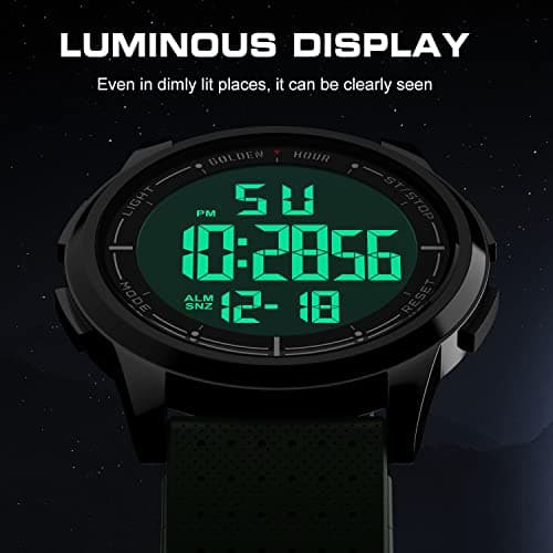 GOLDEN HOUR Ultra-Thin Minimalist Sports Waterproof Digital Watches Men with Wide-Angle Display Rubber Strap Wrist Watch for Men Women