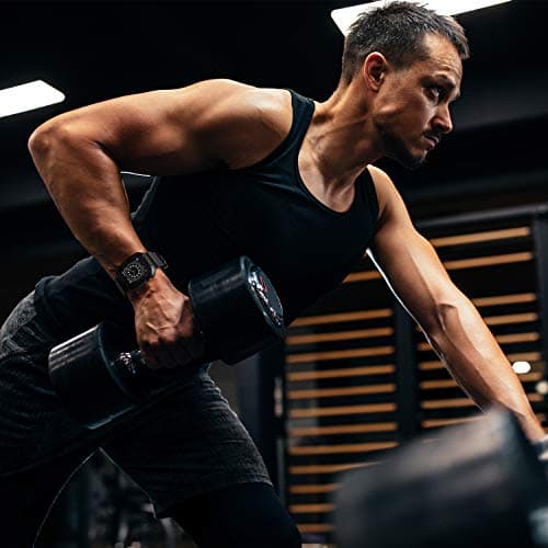 OROBAY Rugged Band Compatible with Apple Watch Band 45mm/44mm/42mm with Case, Shockproof Strap for iWatch SE3 SE2 SE Series 9/8/7/6/5/4/3/2/1 with Bumper Case Cover Men Women, Matte Black