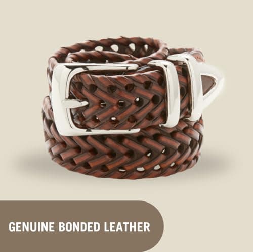 Perry Ellis Men's Portfolio Braided Leather Belt