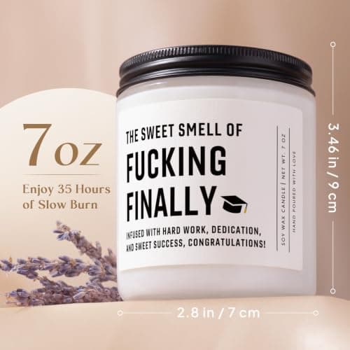 Shqiueos Funny Graduation Gifts for Her Him, Graduation Candle for Women Men Lavender Scented 7 Oz, 2025 Graduations Gifts for Masters Degree, College, High School, PhD Grad Gift for Nurse Law School
