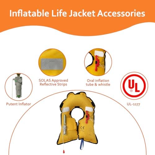 VOGUCCLO Automatic/Manual Inflatable Life Jacket| Inflatable PFD Kayak Vest Adult| Life Vest for Adults| Outdoor Water Sports| Supports up to 330 lbs|33g of Carbon Dioxide Cylinder