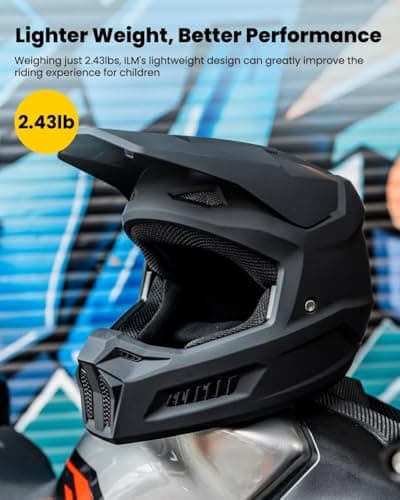 ILM Youth Dirt Bike Helmets Kids ATV Helmet Motorcross BMX Off Road Motorbike with Goggles Gloves Mask DOT Model MT601Y (Matte Black, Youth-XLarge)