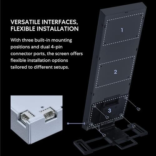 Lian Li 8.8" Universal Screen for PC - Adjustable Mounting for Any Computer Setup - Customizable ARGB Frame - PC Temperature Display Panel - LCD Screen Disply - Mini Monitor - SM088W (US88 v1 White)