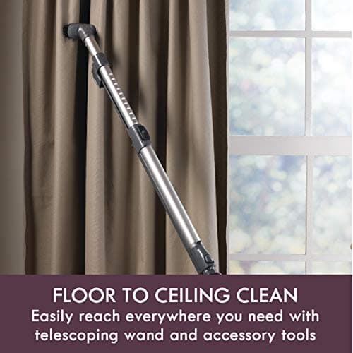 Kenmore Friendly Lightweight Bagless Compact Canister Vacuum with Pet Powermate, HEPA, Extended Telescoping Wand, Retractable Cord and 2 Cleaning Tools, Eggplant