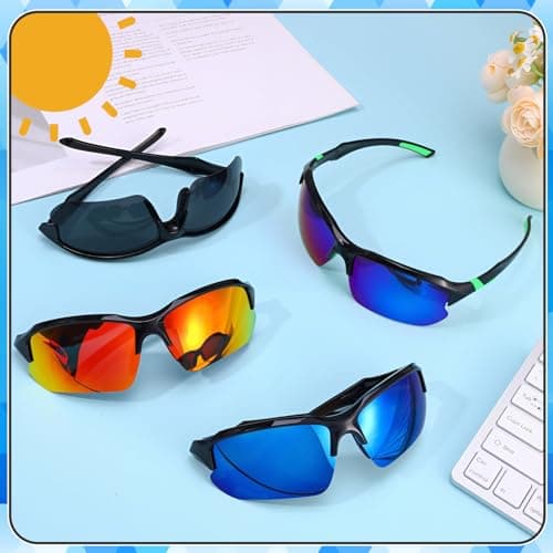 GGSTDDUP 4 Pack Polarized Sports Sunglasses for Men & Women | UV Protection Lightweight Wraparound Sunglasses for Outdoor