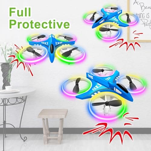 Dwi Dowellin 4.9 Inch Mini Drone for Kids LED Night Lights One Key Take Off Landing Flips RC Remote Control Small Flying Toys Drones for Beginners Boys and Girls Adults Nano Quadcopter, Blue