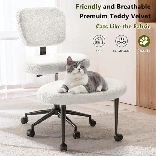 Waleaf Ergonomic Cross Legged Office Chair with Wheels, ADHD Chair for Adults, Meditation Chair, Yoga Office Chair, Kneeling Chairs with Comfortable Back Support, Height Adjustable, Teddy Fabric