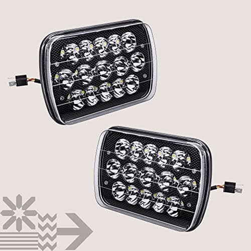 TRUE MODS 7x6 5x7 H6054 Black LED Headlights H4 Sealed Beam Replacement Lamp for Jeep Wrangler YJ Cherokee XJ Chevy Express Blazer S10 Van GMC Savana Ford Econoline E150 Nissan D21 Toyota Pickup Truck