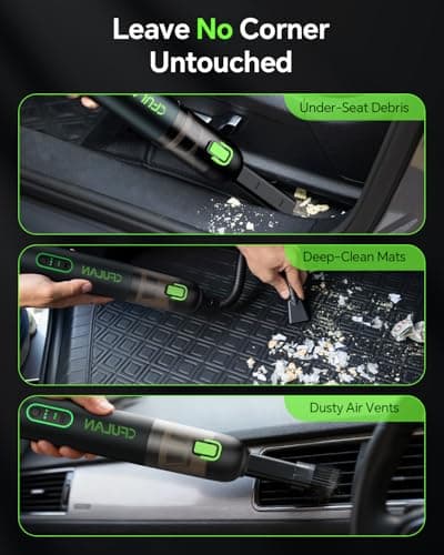 Car Vacuum Portable Cordless, 21KPa 4-in-1 Handheld Mini Vacuum Cleaner with 8 Attachments, 3 Suction Modes, One-Touch Empty, Type-C Charge, Hand Vacuum for Car, Home, Keyboard, Small Job