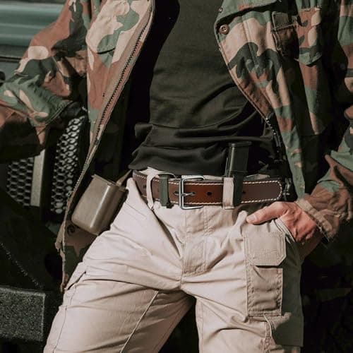 YOETEY Leather Gun Belt for Men - 1.5" Heavy Duty Belt for Work CCW