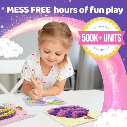 1500 fabric pieces, 6 thick boards, arts and crafts activities, birthday gift ideas, 4 5 6 7 8 years old kits, unicorn gifts Jackinthebox Poke Art Magical Flower Pressing Craft Kit for Girls, Ages 4-8 B0D839DLTL