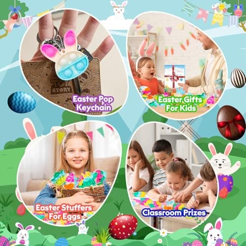 Easter Egg Fillers Basket Stuffers Mini Pop Keychain It Goodie Bag Stuffers Fidgets for Classroom Prizes Kids Party Supplies Easter Pop Fidget Toys Bulk Its Easter Party Favors for Kids 24 Pack Gifts B0DPLXDGMR