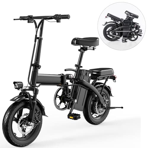 14-inch Folding Electric Bicycle, 330 Pound Load-bearing Capacity, 20 Mph, 18-28mile Range, 48V Lithium Battery, Front Headlight & Disc Brake, Alloy Steel Frame, City Commuting, Sturdy Structure,
