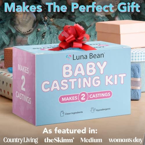 The original baby casting kit - captures newborn hand & foot forever. Non-toxic, safe, easy - perfect new mom gift Luna Bean Baby Casting Kit - Hand & Foot Keepsake Mold, 2pc, New Mom Gift B0DPLBNZNG