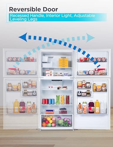 BLACK+DECKER 20.1 Cu. Ft. Top Mount Refrigerator with Ice Maker, 2-Door Refrigerator with Top Freezer, Freezer with Icemaker and Adjustable Temperature Control, BR2010JIMW, White