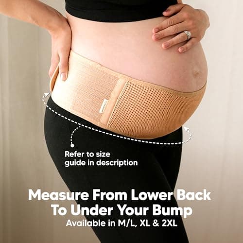 Soft, Breathable, Maternity Belly Support Band, Easy Adjustable Maternity Belt for Back, Pelvic Support, Comfortable KeaBabies Pregnancy Belly Bands for Pregnant Women,1pk (Classic Ivory, M/L) B07Z4W4KZB