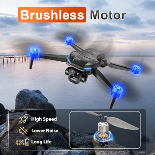 GPS Drone with Camera for Adults - 4K Drone with 4.5” FPV Screen Controller, 60 Min Flight, Brushless Motor Foldable Quadcopter, Auto Return, Follow Me, 3 Speed Modes for Beginners - Gift Under 249g
