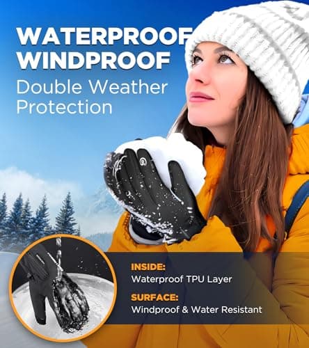 UMEWARM 10℉ Waterproof Winter Gloves Men, Touchscreen Fingers Snow Ski Gloves Women, 5-Layer Touch Screen Cold Weather Gloves