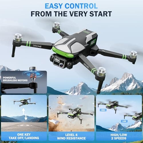 GPS Drones with Camera for Adults 4K, 5.7" FPV Touchscreen, 100-Min Flight Time, GPS Follow, Auto Return, Beginner Mode, Long Range Transmission, RC Quadcopter, Foldable RC Drone with 2 Batteries