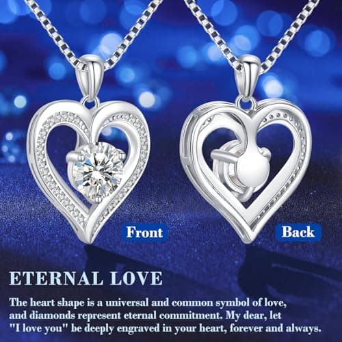 Moissanite Heart Necklaces for Women, 1-3 Carat Moissanite 925 Sterling Silver Necklace, Anniversary Present for Women, Birthday Gifts for Wife, Jewelry Gifts for Christmas, Valentine's Day