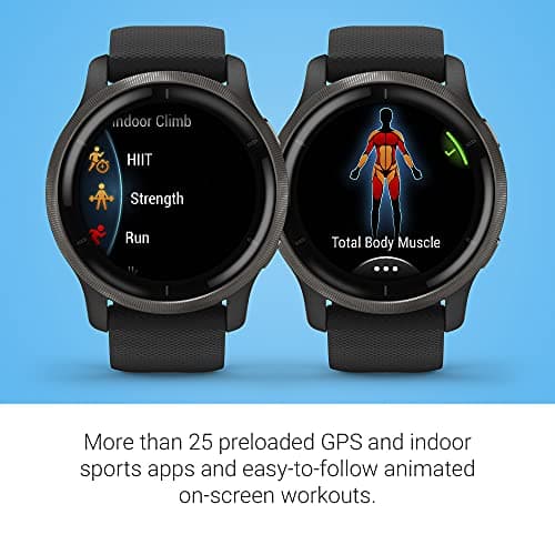 Garmin Venu 2, GPS Smartwatch with Advanced Health Monitoring and Fitness Features, Slate Bezel with Black Case and Silicone Band , 27.9 mm (Renewed)