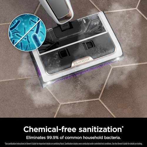 Shark Steam Pickup 3-in-1 Steam Mop Picks Up Debris, Deep Scrubs, & Steam Sanitizes - All At Once, Lightweight Steam Cleaner for Home, Steam Cleaner for Hardwood, Tile & Laminate, White, SD205CCO