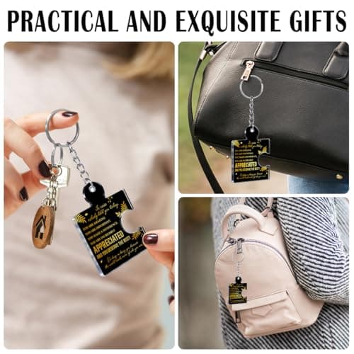 Gift Set for Employee, Staff, Teachers, Teamwork Puzzle Piece Keyring, Acrylic Team Appreciation Gifts Bulk Thank You Keychains for Coworkers B0FD9YB7K3
