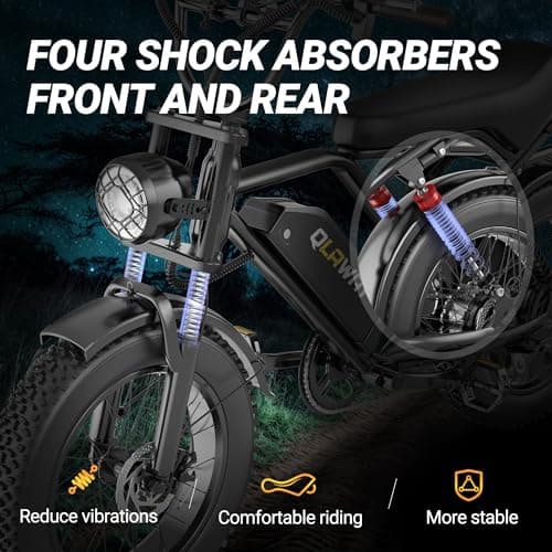 Fat Tire Electric Dirt Bike 750w for Adults 20" Full Suspension Electric Motorcycle Ebikes 48V 18AH Removable Battery,31MPH Top Speed,LED Headlights, Turn Signals,40-70 Miles Range