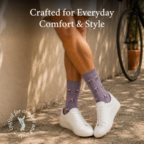 1 x Pair, Size 8-13, Purple, Premium Cotton Blend - Cycling Gift for Dad, Boyfriend & Bike Enthusiasts - The Athletic Gent The Sunday Cyclist Socks - Funny Cycling Socks - Fun Cycle Gift for Men B0H4HRDMP5