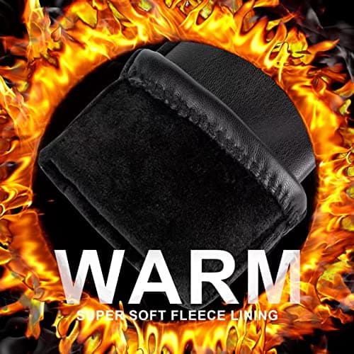 Kebesu Winter Fashion Leather Gloves for Women, Touch Screen Wool Lined Outdoor Windproof Warm Suede Driving Dress Gloves