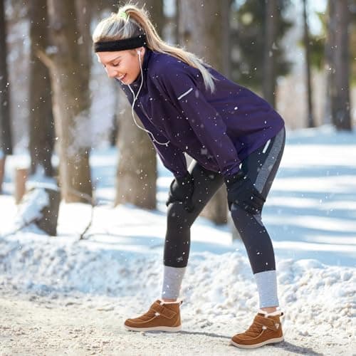 Spesoul Winter Boots for Women Waterproof Snow Boots Fuzzy Zero Drop Winter Shoes Slip On Ankle Booties for Outdoor Walking