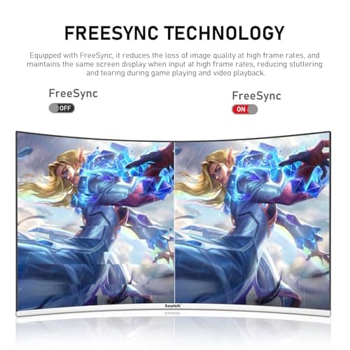 Gawfolk 27 Inch PC Computer Screen,1800R Curved Gaming 180Hz Monitors, FHD1080p 1ms Without Bezel, freesync, 98% sRGB,178 ° Angle View HDMI DisplayPort, Compatible with Wall-Mounted100*100MM-White