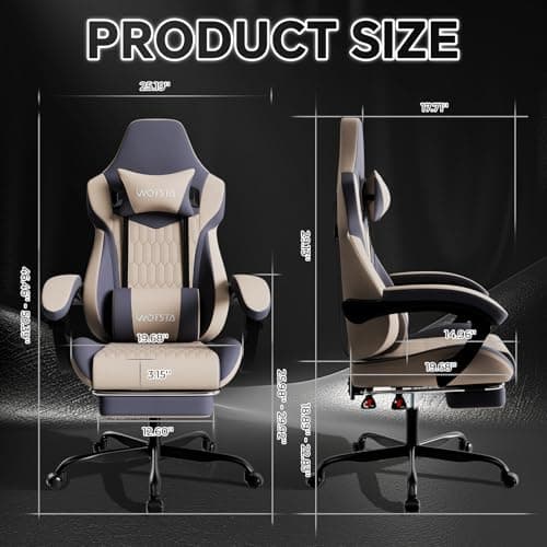 Gaming Chair with Footrest, High Back Gaming Chairs PVC Leather Ergonomic Gamer Chair with Adjustable Headrest Lumbar Support Racing Style Video Gaming Chair for Office/Home (Grey)