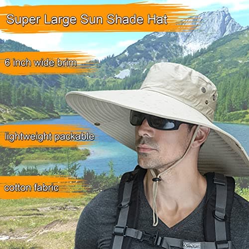 HUAMULAN 6" Super Wide Brim Sun Hats, Men and Women Bucket Hat for Fishing Hiking Garden Lawn Work Safari Camping Outdoor