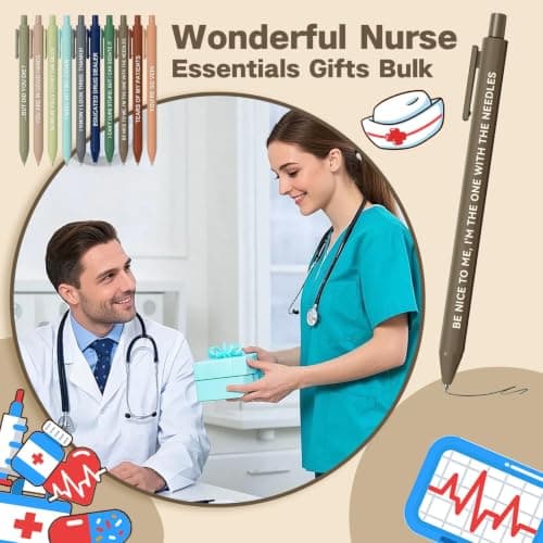 Funny Nurse Appreciation Gift for Nurse Week, Work & Graduation, Black Gel Ink Pens for CNAs, RNs & Women Nursing Students 10 Pack Nurse Pens Gift , Aesthetic Nurse Essentials, Funny Pens for Nurses B0GTYRFCYL