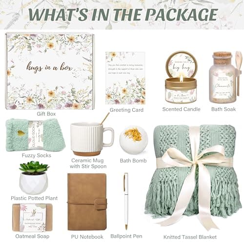 Thinking of You Gift for Women Her New Mom Best Friend Birthday (Sage Green) Gifts for Women Get Well Soon Self Care Package Box Sending Hug Baskets B0F5MH5322