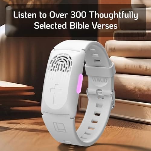 LIAISE Wearable Audio Wrist Band, WWJD Bracelet and Audio Bible, 300+ Verses from NIV, Jesus Bracelet Speaker, Christian Wristband, Christian Gifts for Men, Christian Gifts for Woman (White)